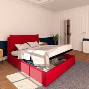 Baldiflex letto contenitore king size in ecopelle sfoderabile Giuliano rosso