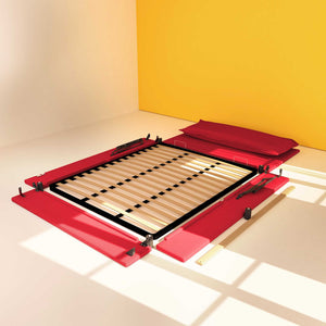 Baldiflex letto contenitore king size in ecopelle sfoderabile Giuliano rosso