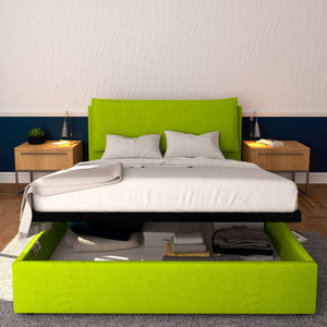 Baldiflex letto contenitore king size in ecopelle sfoderabile Giuliano verde mela