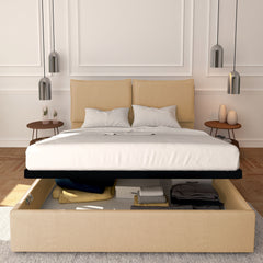 Baldiflex letto contenitore king size in ecopelle sfoderabile Licia beige