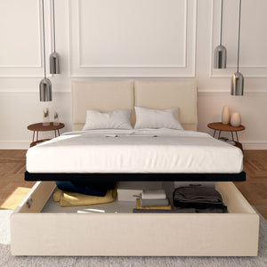 Baldiflex letto contenitore king size in ecopelle sfoderabile Licia bianco