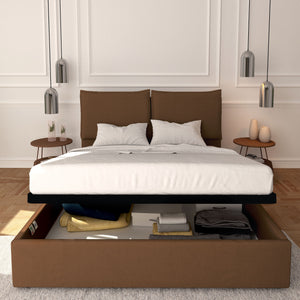 Baldiflex letto contenitore king size in ecopelle sfoderabile Licia caffe