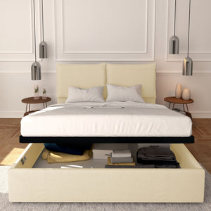 Baldiflex letto contenitore king size in ecopelle sfoderabile Licia crema