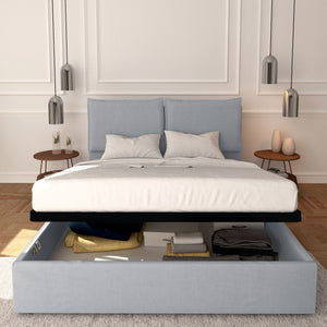 Baldiflex letto contenitore king size in ecopelle sfoderabile Licia grigio chiaro