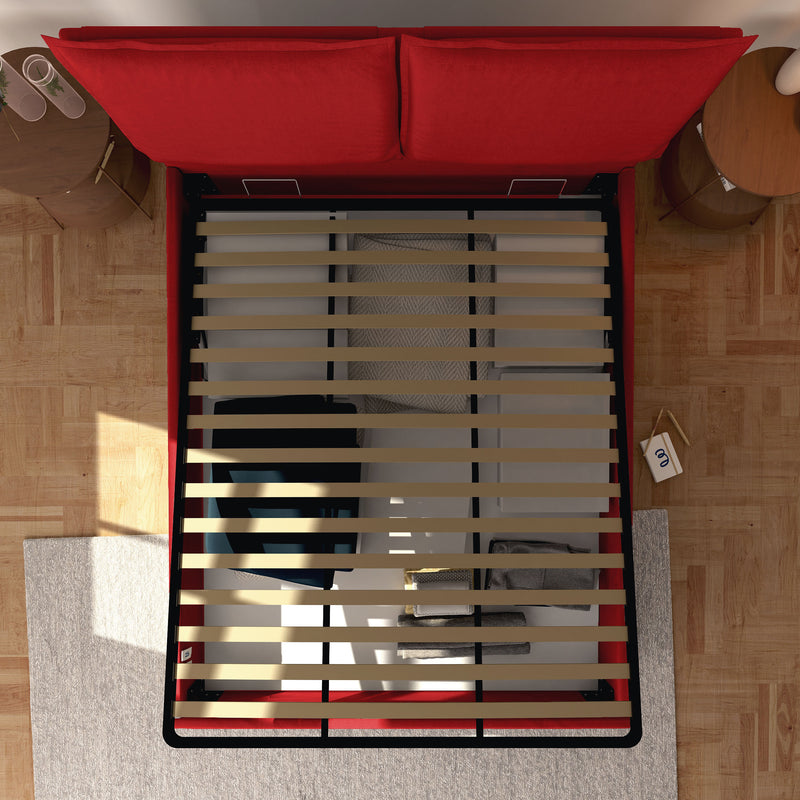 Baldiflex letto contenitore king size in ecopelle sfoderabile Licia rosso