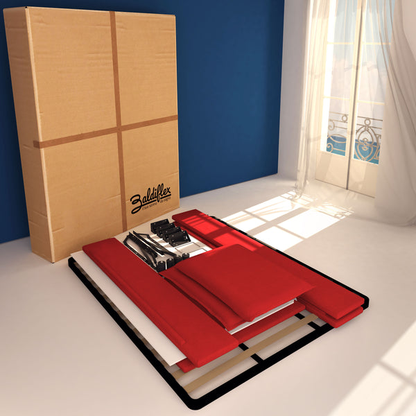 Baldiflex letto contenitore king size in ecopelle sfoderabile Licia rosso