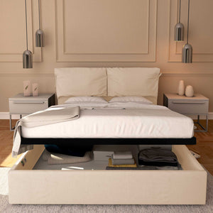 Baldiflex letto contenitore king size in ecopelle sfoderabile Licia Soft bianco