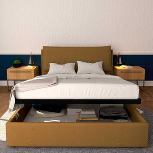 Baldiflex letto contenitore king size in ecopelle sfoderabile Giuliano nocciola