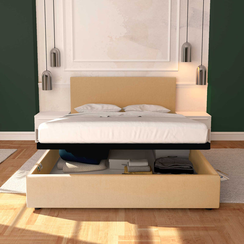 Baldiflex letto contenitore king size in ecopelle sfoderabile Rossano beige