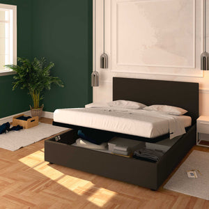 Baldiflex letto contenitore king size in ecopelle sfoderabile Rossano marrone scuro