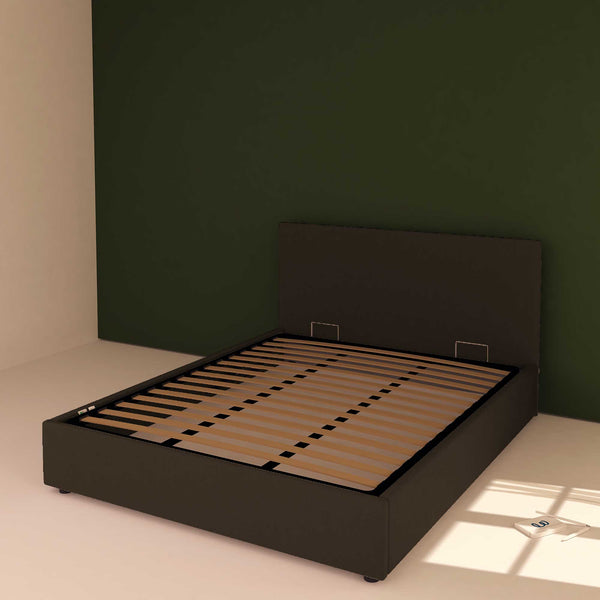 Baldiflex letto contenitore king size in ecopelle sfoderabile Rossano marrone scuro