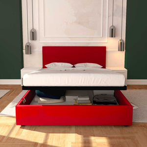 Baldiflex letto contenitore king size in ecopelle sfoderabile Rossano rosso