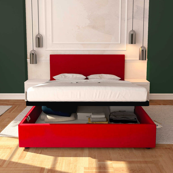 Baldiflex letto contenitore king size in ecopelle sfoderabile Rossano rosso