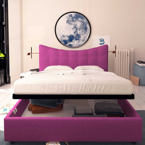 Baldiflex letto contenitore king size in tessuto Moon fucsia