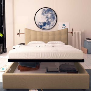 Baldiflex letto contenitore king size in tessuto Moon grigio talpa