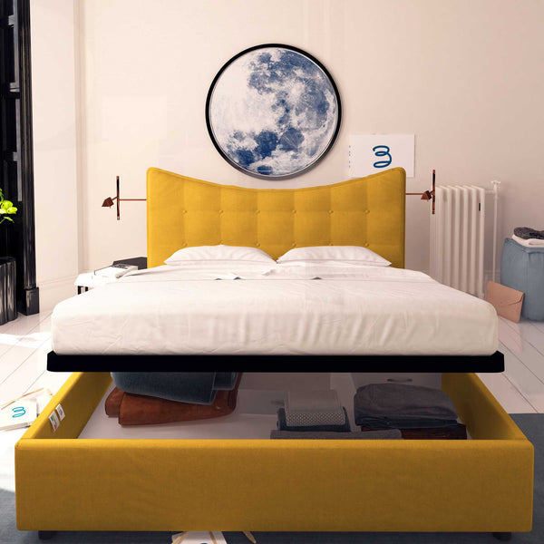 Baldiflex letto contenitore king size in tessuto Moon mango