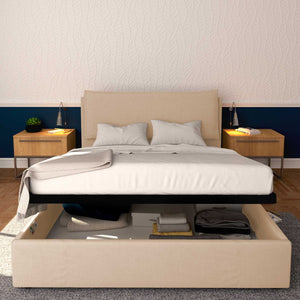 Baldiflex letto contenitore king size in tessuto sfoderabile Giuliano beige