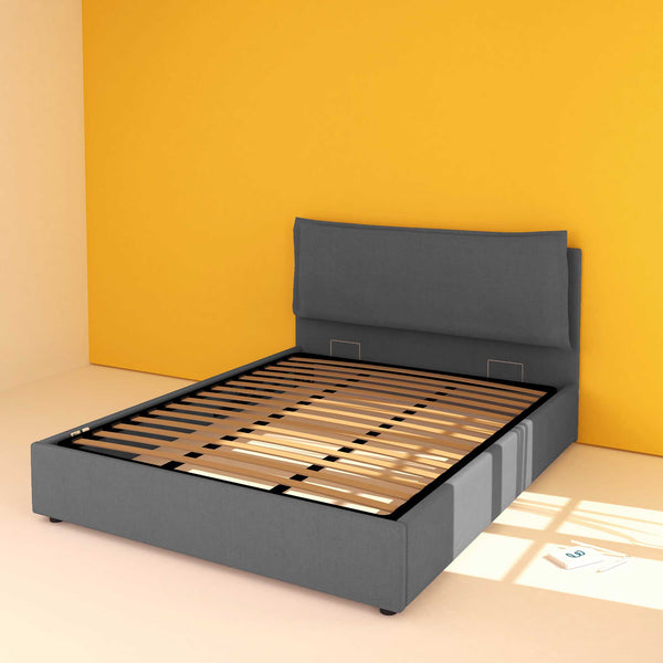 Baldiflex letto contenitore king size in tessuto sfoderabile Giuliano grigio antracite