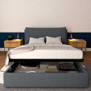 Baldiflex letto contenitore king size in tessuto sfoderabile Giuliano grigio antracite