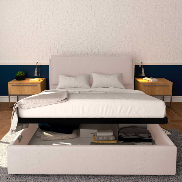 Baldiflex letto contenitore king size in tessuto sfoderabile Giuliano grigio chiaro