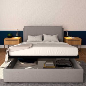 Baldiflex letto contenitore king size in tessuto sfoderabile Giuliano grigio
