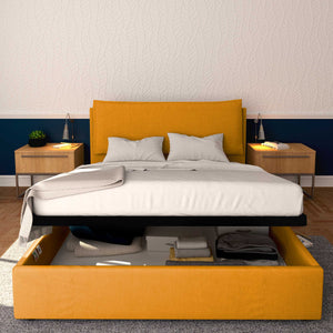 Baldiflex letto contenitore king size in tessuto sfoderabile Giuliano mango