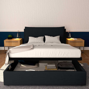 Baldiflex letto contenitore king size in tessuto sfoderabile Giuliano nero