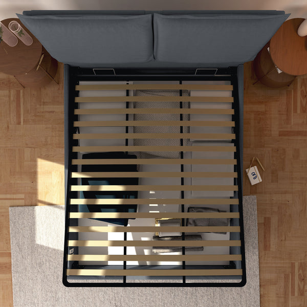 Baldiflex letto contenitore king size in tessuto sfoderabile Licia grigio antracite