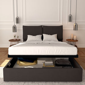 Baldiflex letto contenitore king size in tessuto sfoderabile Licia caffe