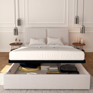 Baldiflex letto contenitore king size in tessuto sfoderabile Licia grigio chiaro