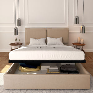 Baldiflex letto contenitore king size in tessuto sfoderabile Licia grigio talpa