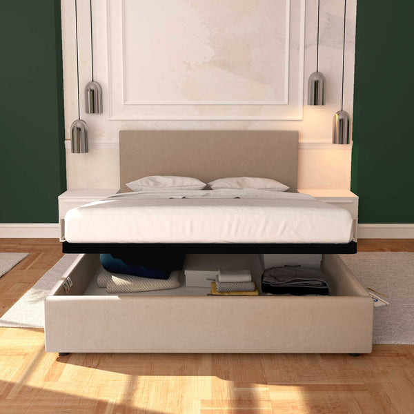 Baldiflex letto contenitore king size in tessuto sfoderabile Rossano grigio talpa