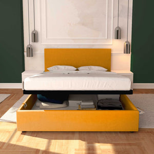 Baldiflex letto contenitore king size in tessuto sfoderabile Rossano mango