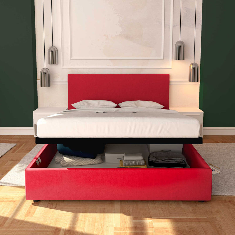 Baldiflex letto contenitore king size in tessuto sfoderabile Rossano rosso