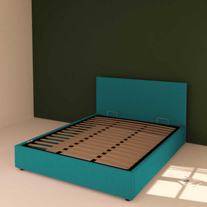 Baldiflex letto contenitore king size in tessuto sfoderabile Rossano turchese