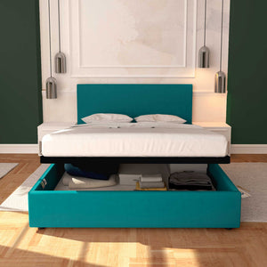 TALAMO ITALIA - Letto Matrimoniale Azzurra, Letto Contenitore Con Rivestimento In Tessuto, 100 TALAMO ITALIA - Letto Matrimoniale Azzurra, Letto Contenitore Con Rivestimento In Tessuto, 100