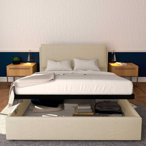 Baldiflex letto contenitore matrimoniale in ecopelle sfoderabile Giuliano beige chiaro