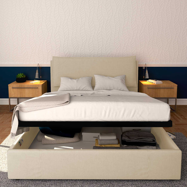 Baldiflex letto contenitore matrimoniale in ecopelle sfoderabile Giuliano beige chiaro