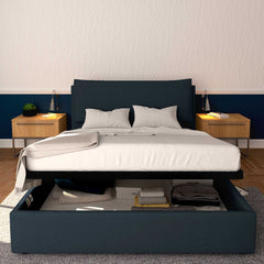 Baldiflex letto contenitore matrimoniale in ecopelle sfoderabile Giuliano blu notte