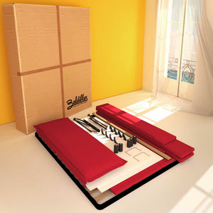 Baldiflex letto contenitore matrimoniale in ecopelle sfoderabile Giuliano rosso