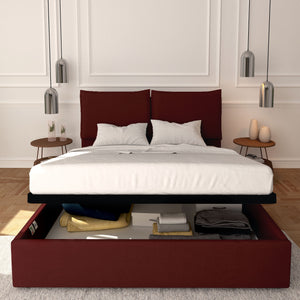 Baldiflex letto contenitore matrimoniale in ecopelle sfoderabile Licia bordeaux