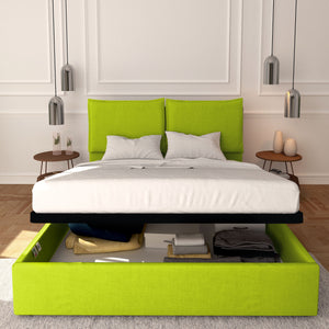 Baldiflex letto contenitore matrimoniale in ecopelle sfoderabile Licia verde mela