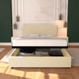 Baldiflex letto contenitore matrimoniale in ecopelle sfoderabile Rossano crema