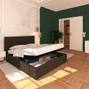 Baldiflex letto contenitore matrimoniale in ecopelle sfoderabile Rossano marrone scuro