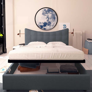 Baldiflex letto contenitore matrimoniale in tessuto Moon grigio antracite