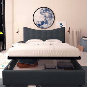 Baldiflex letto contenitore matrimoniale in tessuto Moon grigio grafite