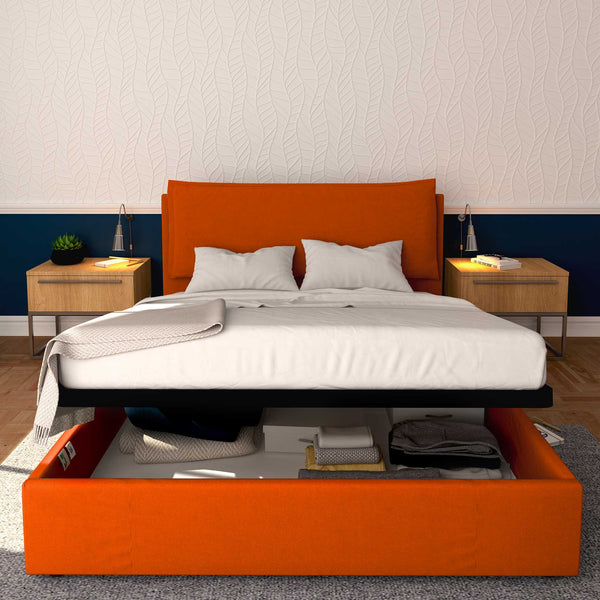 Baldiflex letto contenitore matrimoniale in tessuto sfoderabile Giuliano arancione