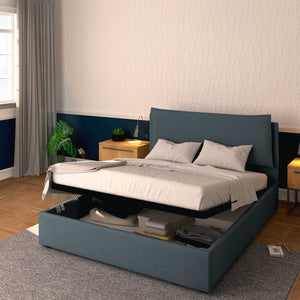 Baldiflex letto contenitore matrimoniale in tessuto sfoderabile Giuliano grigio antracite