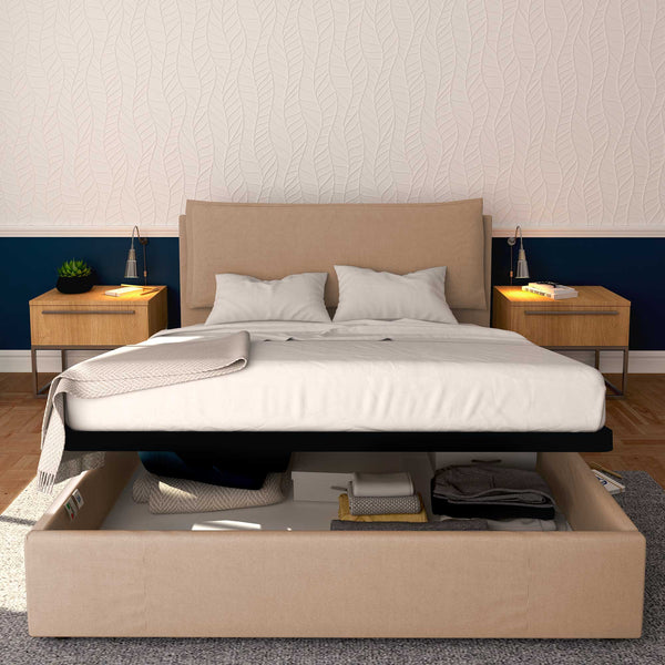 Baldiflex letto contenitore matrimoniale in tessuto sfoderabile Giuliano grigio talpa