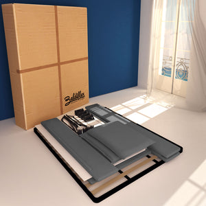 Baldiflex letto contenitore matrimoniale in tessuto sfoderabile Licia grigio antracite